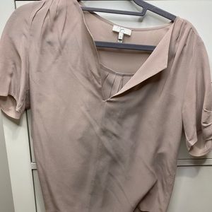 Joie split neck blush silk top